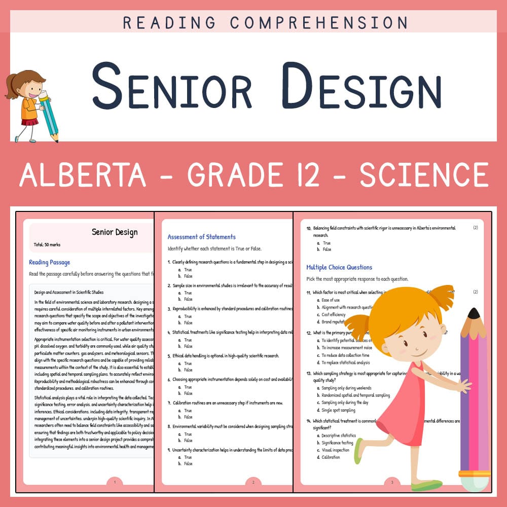 Grade 12 Science worksheet elena worksheet — Grade 12 Science | Senior Design Worksheet | Alberta Standards — page 1