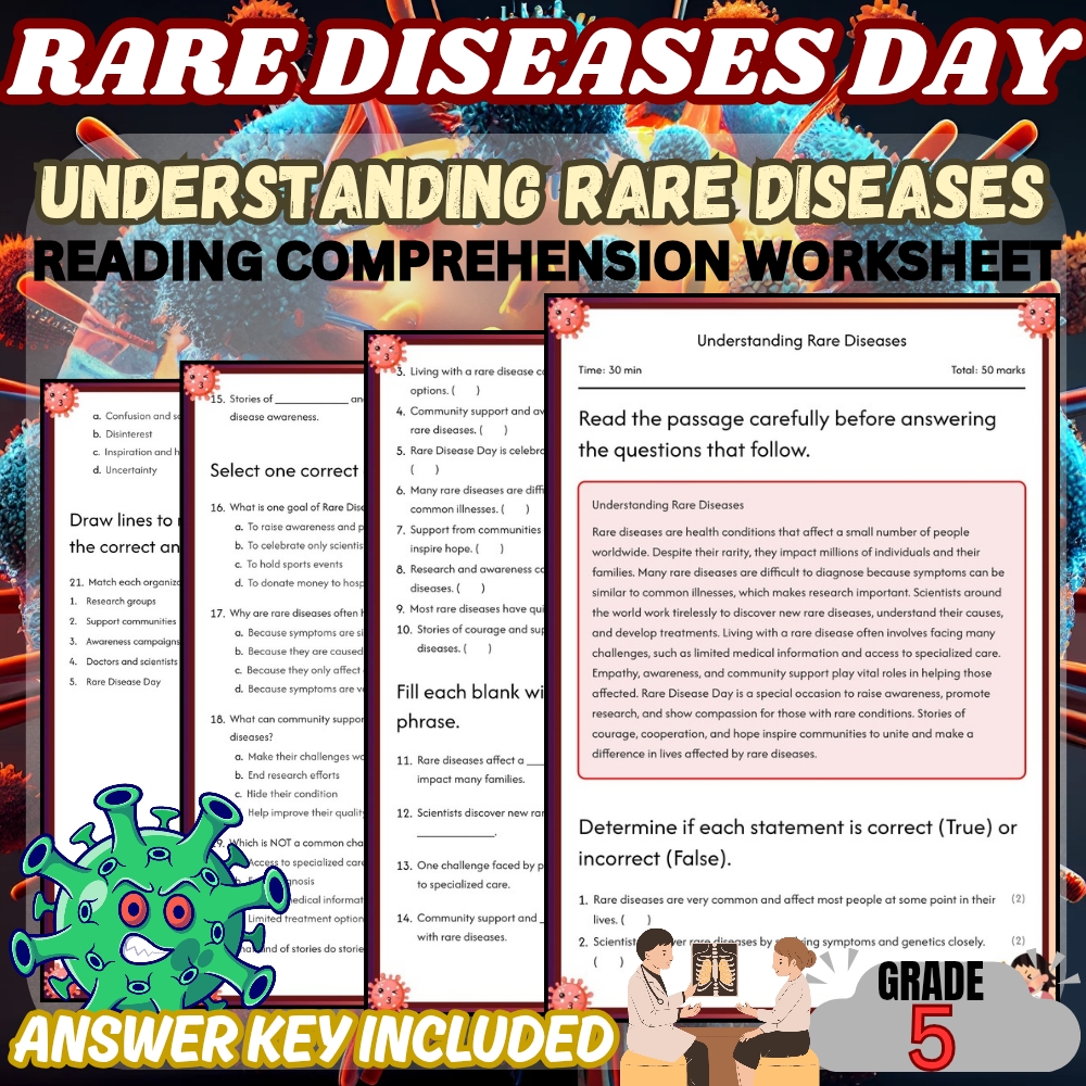 Grade 5 Holiday Rare disease day for Understanding Rare Diseases|PDF+Answer Key
