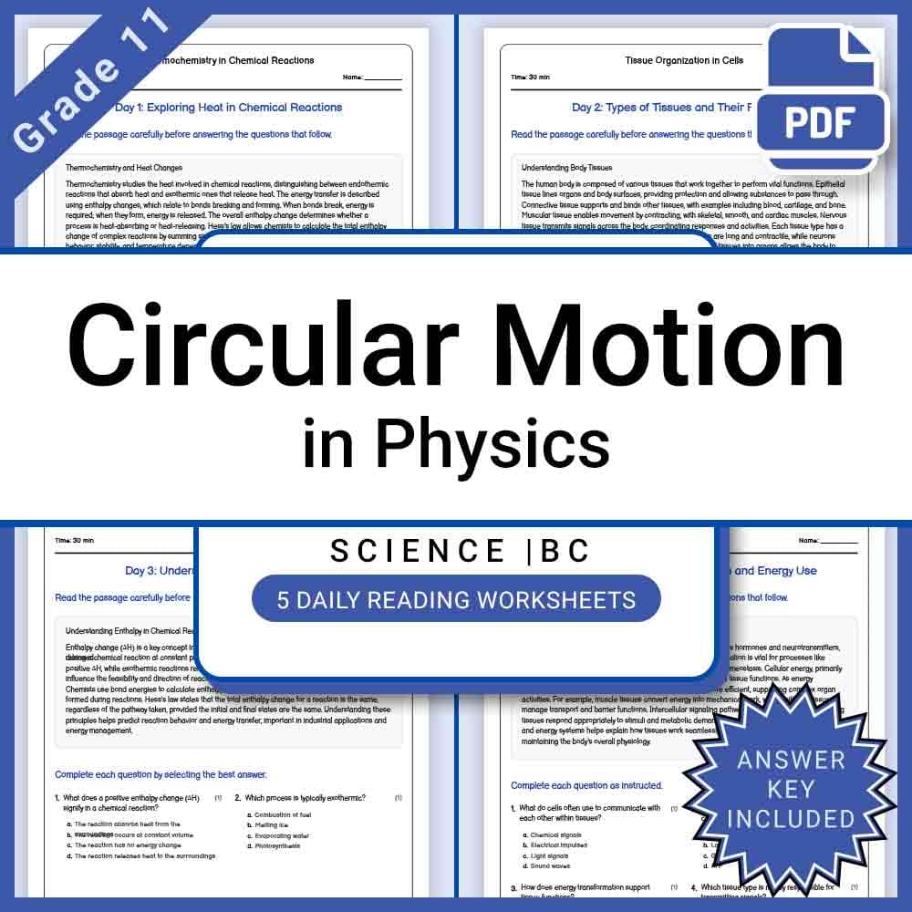 Grade 11 Science Lesson Bundle BC Framework | Physics and Energy Concepts — included worksheet 1