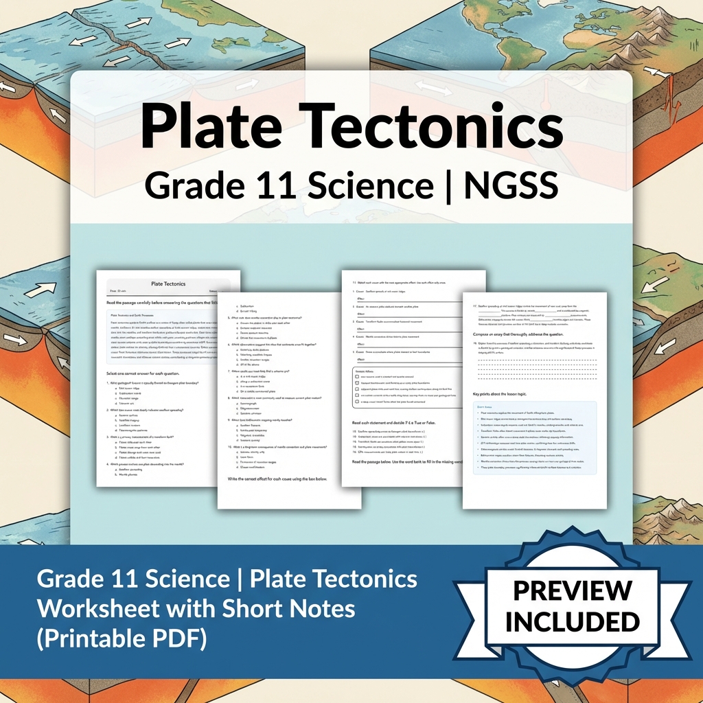 Grade 11 Science NGSS Worksheet Bundle – Ecosystem, Genetics & Physics Topics — included worksheet 4