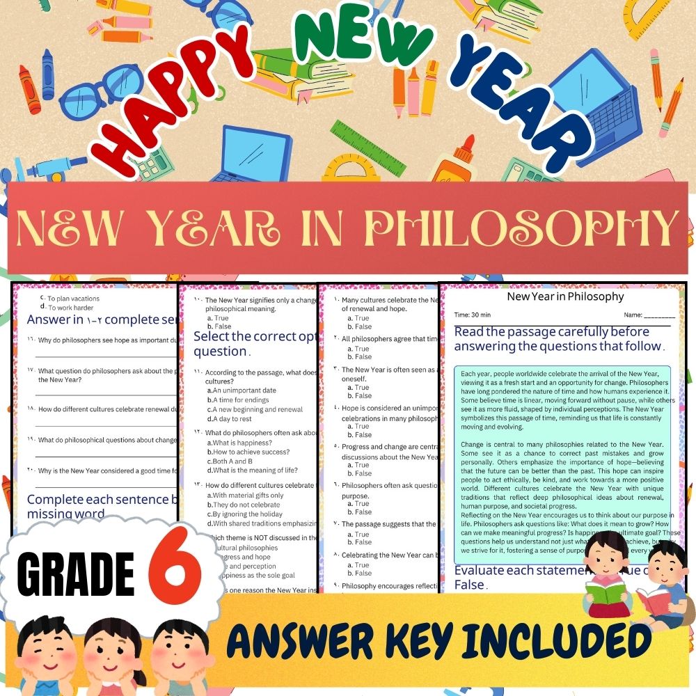 Grade 6 Seasonal Unit | New Year Traditions & Symbolism Worksheets Collection — included worksheet 2