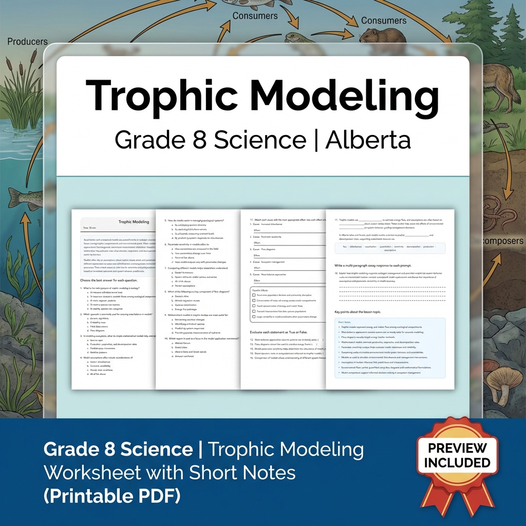 Grade 8 Science | Interactions & Ecosystems UNIT Worksheet Bundle  — included worksheet 1