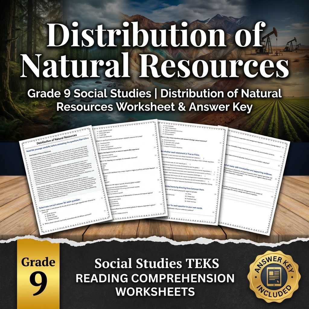 9 Social Studies | Distribution of Natural Resources Worksheet & Answer Key