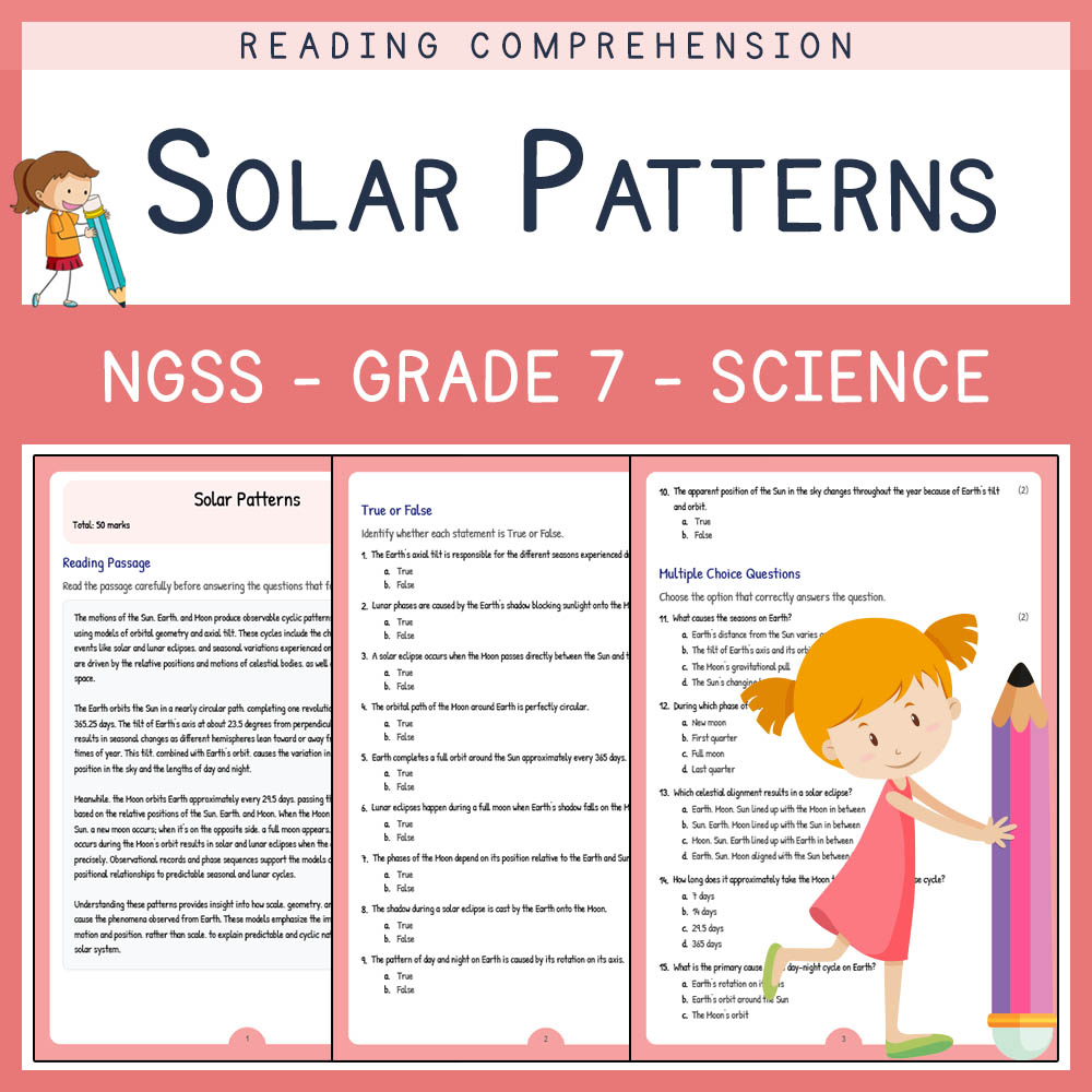 Grade 7 Science worksheet worksheet — Grade 7 Science | Solar Patterns Worksheet (PDF + Answer Key) Aligned with NGSS — pa…