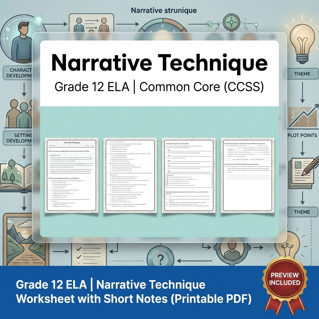 Grade 12 ELA Evidence-Based Reading & Writing Full-Year Bundle (CCSS) — included worksheet 6