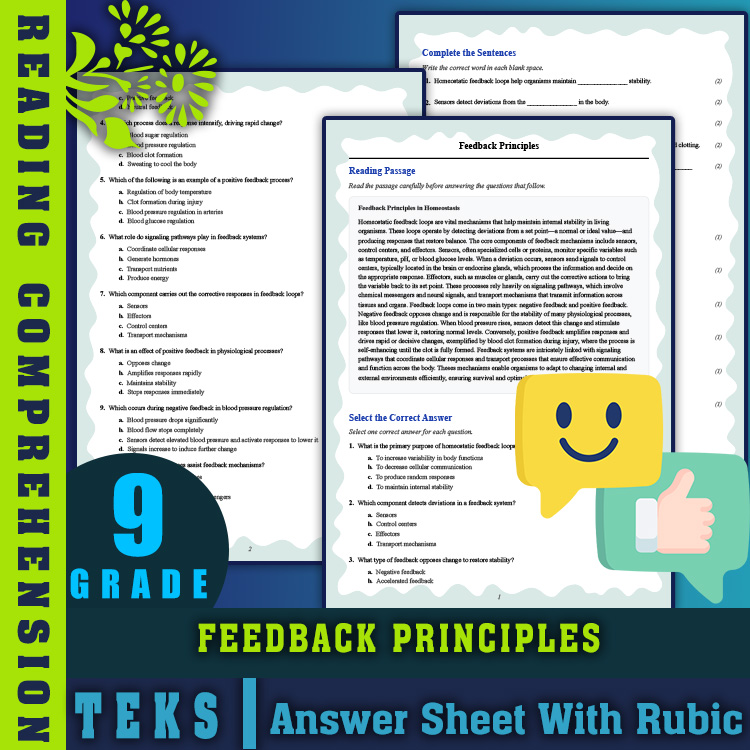 Grade 9 Science reading worksheets worksheet — 9th Grade Science | Feedback Principles Reading Worksheet (PDF + Answer Key…