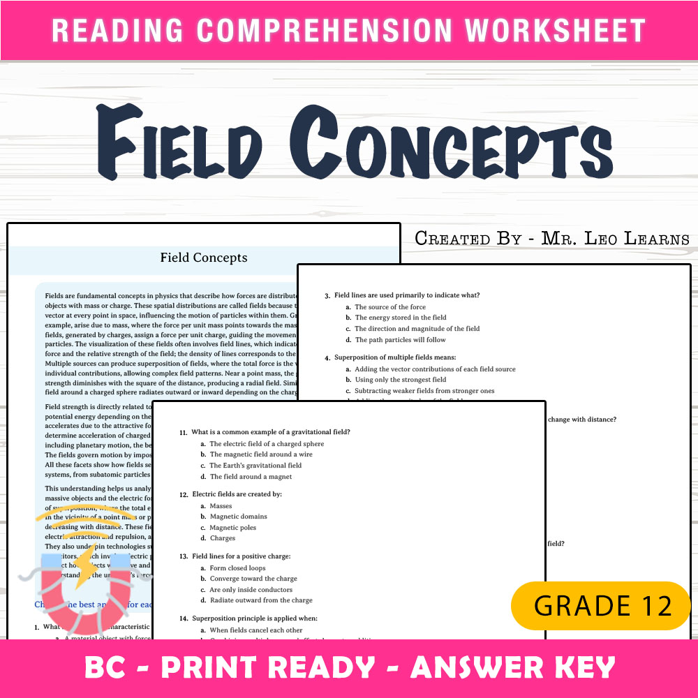Grade 12 Science worksheet mcq paper worksheet — Grade 12 Science — Field Concepts Worksheet MCQ Paper for Mastery — page 1
