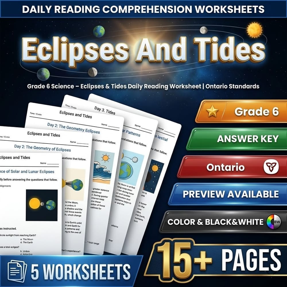 Grade 6 Science Full Year Bundle – Ontario Daily Reading Worksheets — included worksheet 3