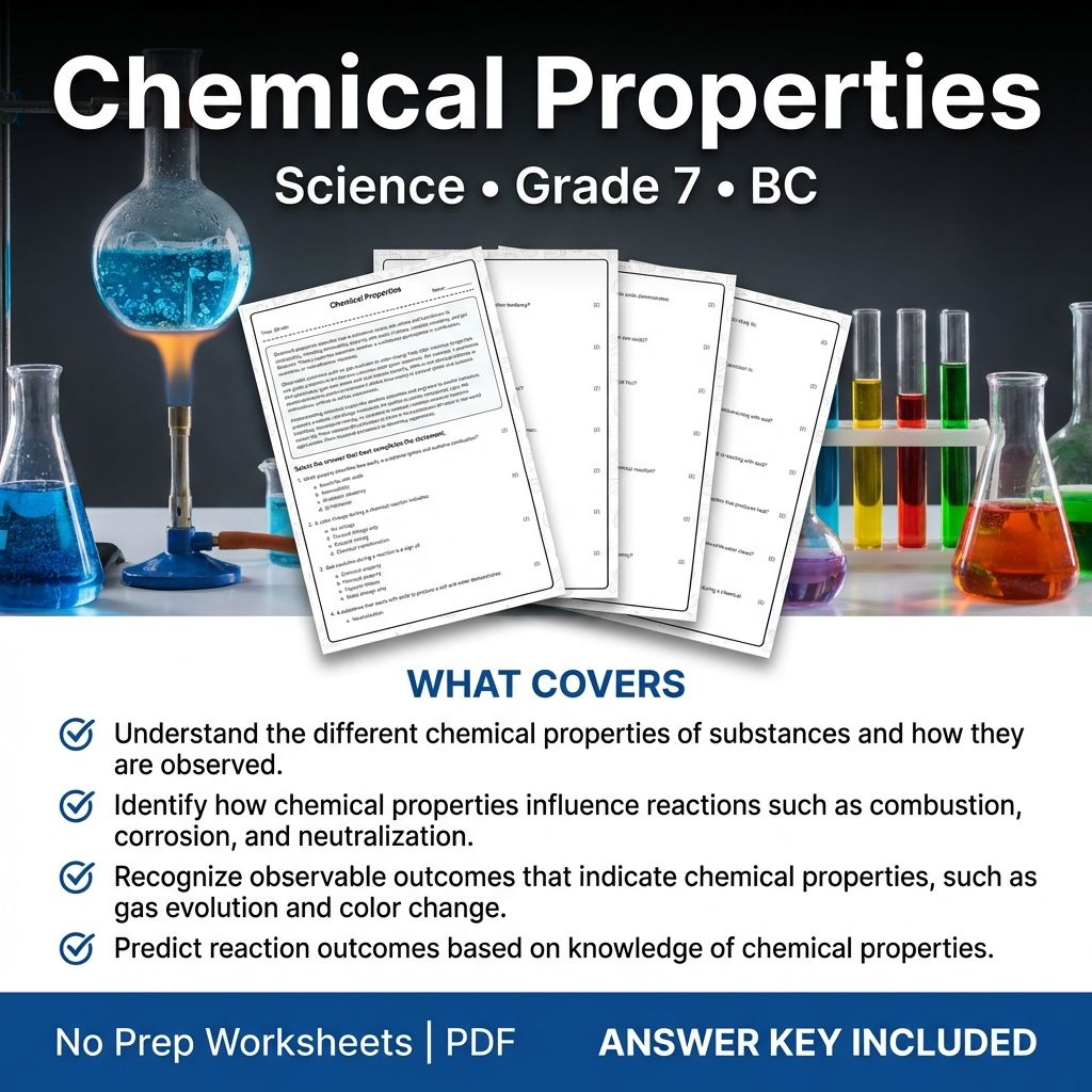 Grade 7 Science | Chemical Properties Worksheet & Answer Key (Printables)