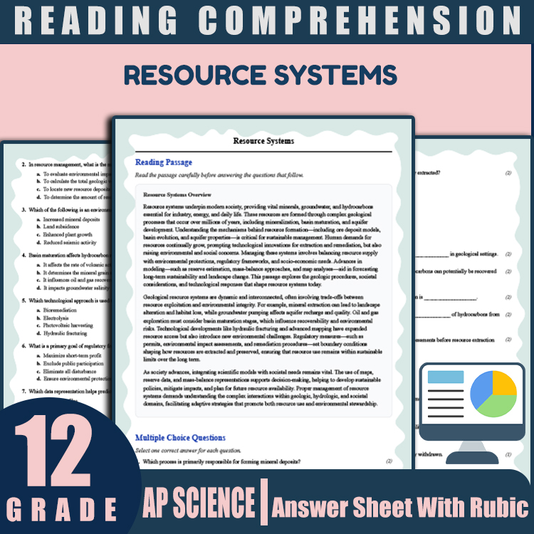 Grade 12 Science reading worksheets worksheet — Grade 12 Science | Resource Systems Reading Worksheet (PDF + Answer Key) —…