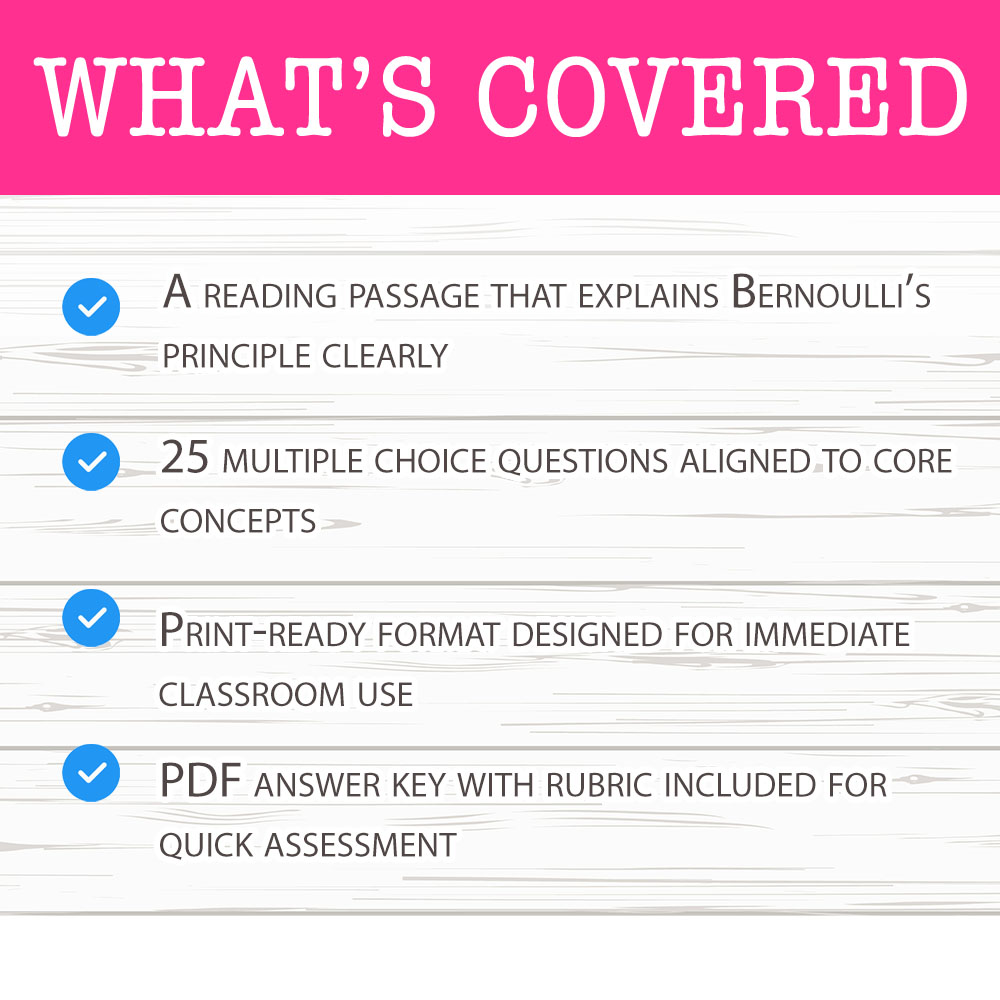 Grade 6 Science worksheet mcq paper worksheet — Grade 6 Science — Bernoulli Principle Worksheet MCQ Paper for Mastery — pa…