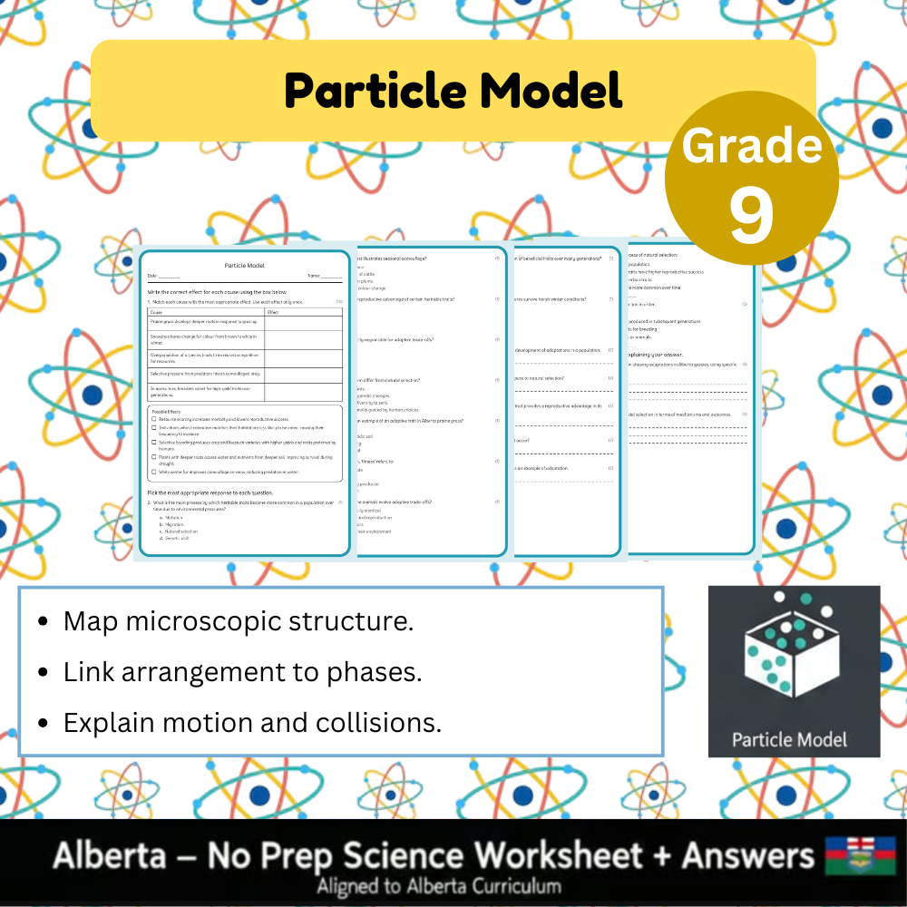 Grade 9 Science Worksheet Bundle | Genetics, Chemistry & Physics Concepts — included worksheet 3