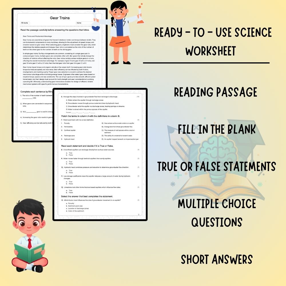 Grade 8 Science worksheet worksheet — Grade 8 Science – Gear Trains Worksheet (PDF ) with Answer Key — page 2