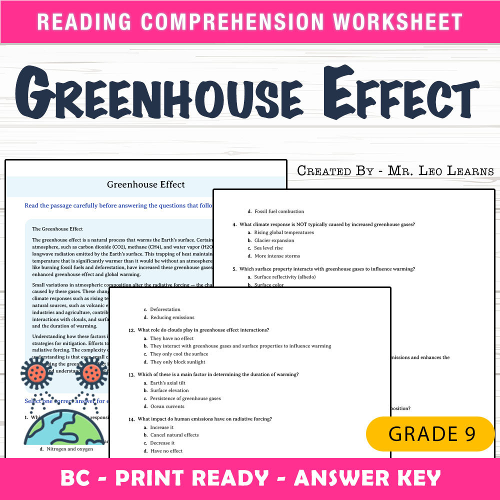 Grade 9 Science worksheet mcq paper worksheet — Grade 9 Science — Worksheet MCQ Paper for Mastering Greenhouse Effect — pa…