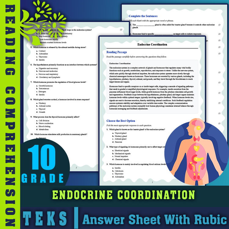 Grade 10 Science reading worksheets worksheet — Grade 10 Science | Endocrine Coordination Reading Worksheet (PDF + Rubric)…
