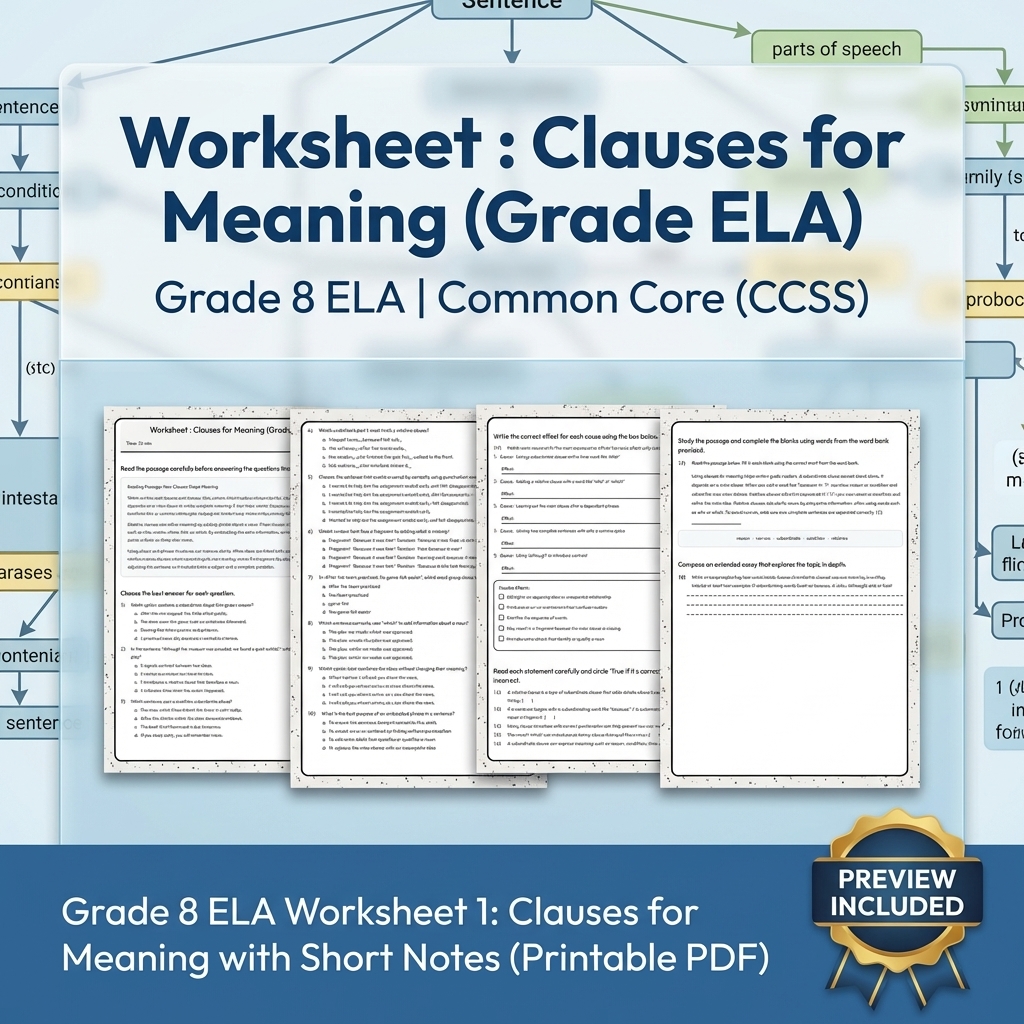 Grade 8 Clarity, Evidence & Argument Writing ELA Full-Year Bundle CCSS — included worksheet 5