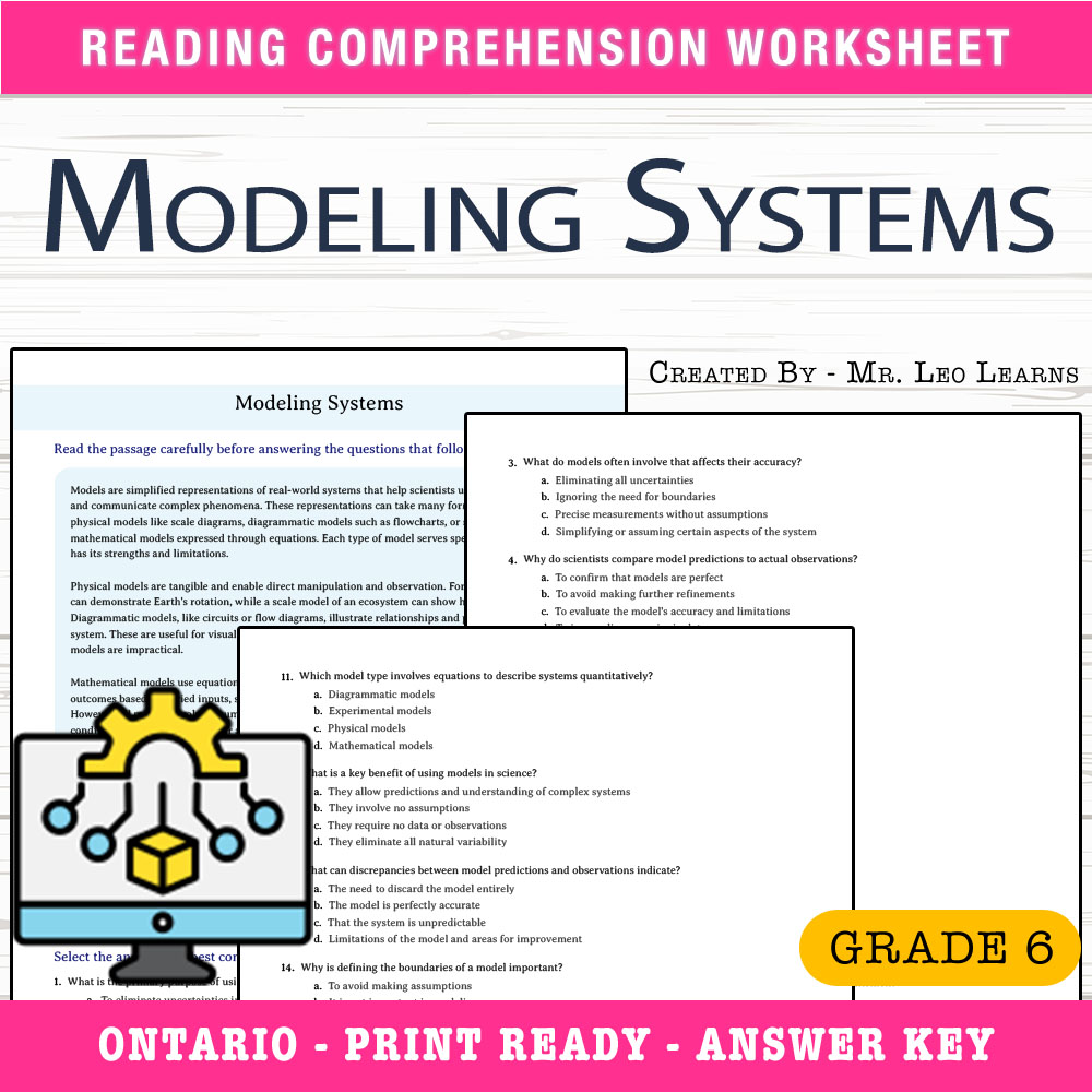 Grade 6 Science worksheet worksheet — Grade 6 Science — Modeling Systems Worksheet for Mastery — page 1