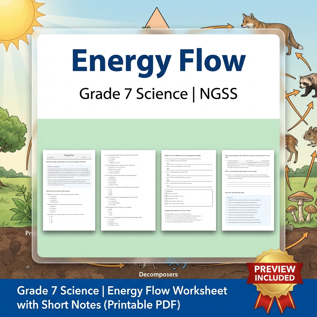 Grade 7 Science Ecosystems Unit | Interactions, Energy & Dynamics NGSS Bundle — included worksheet 1