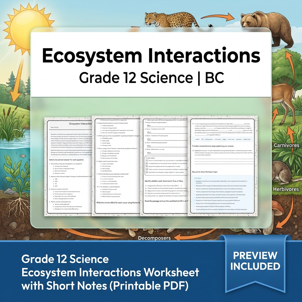 Grade 12 Science Full Year Bundle | Thermochemistry, Earth Systems, Genetics — included worksheet 4