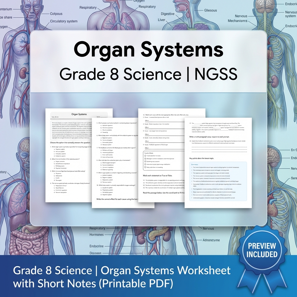 Grade 8 Science Unit | From Molecules to Organisms Structures & Processes (NGSS) — included worksheet 2