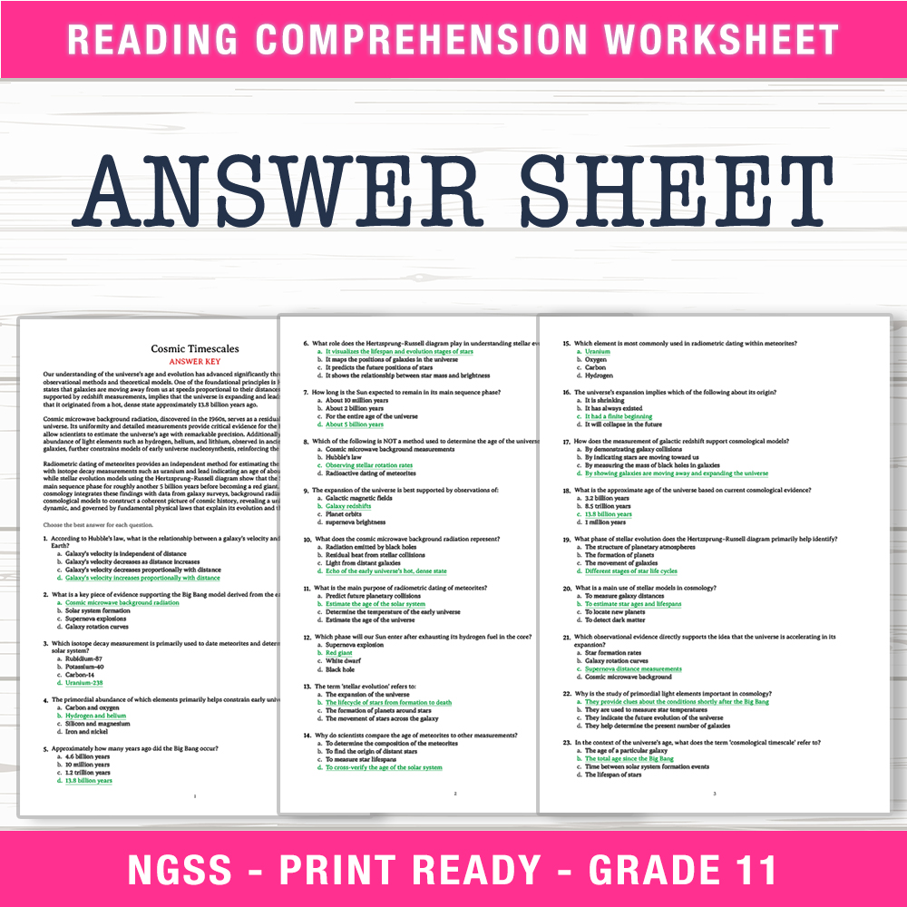 Grade 11 Science — worksheet — Grade 11 Science – Cosmic Timescales Worksheet (PDF + Answer Key) — page 2
