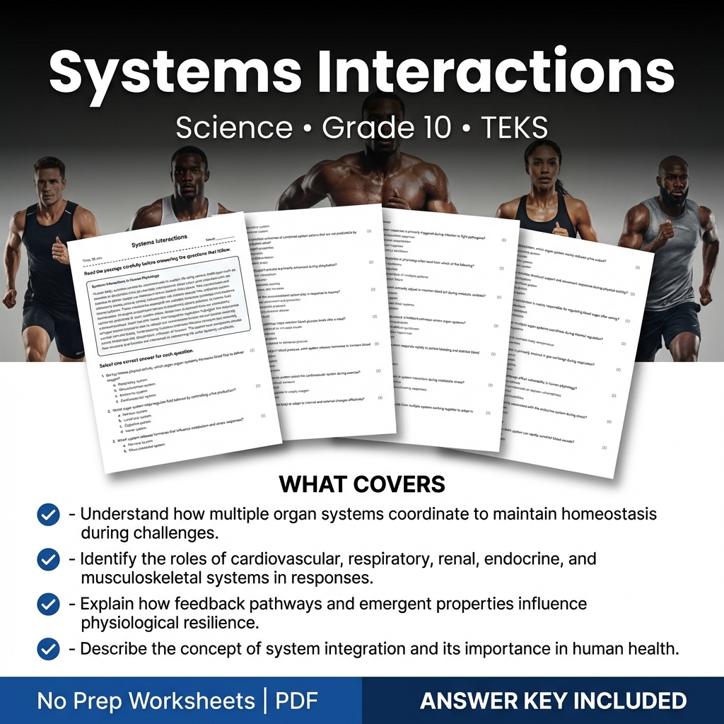 Systems Interactions Worksheet for Grade 10 Science | TEKS Aligned Practice
