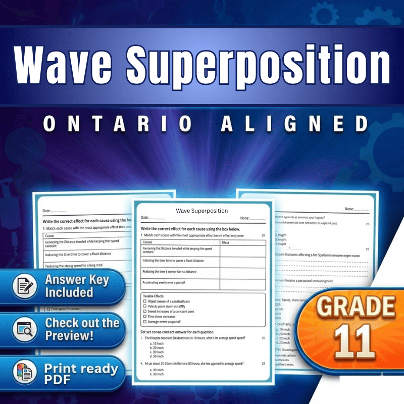 Grade 11 Science | Wave Superposition Worksheet (Ontario, PDF)