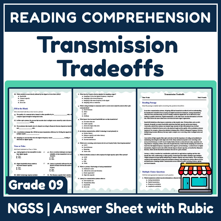 Grade 9 Science reading worksheets worksheet — 9th Grade Science | Transmission Tradeoffs Reading Worksheet (PDF) — page 1