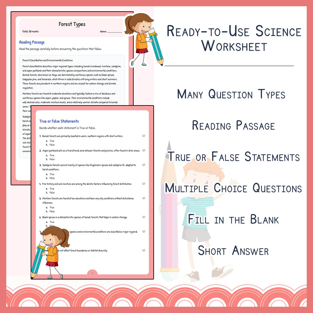 Grade 6 Science worksheet elena worksheet — Grade 6 Science | Forest Types Worksheet Elena | Alberta Standards — page 2