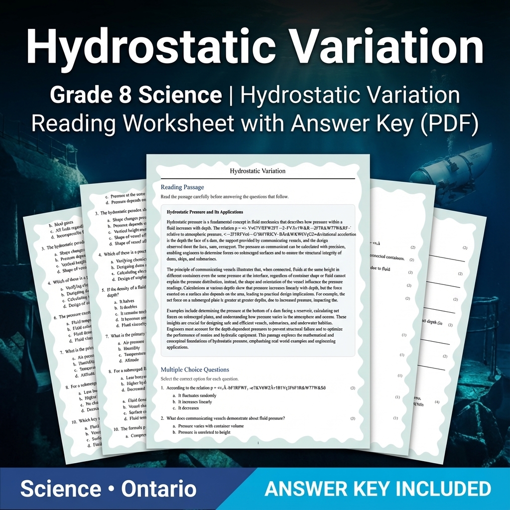 Grade 8 Science Worksheets Bundle | Biology, Physics & Earth Science Resources — included worksheet 4