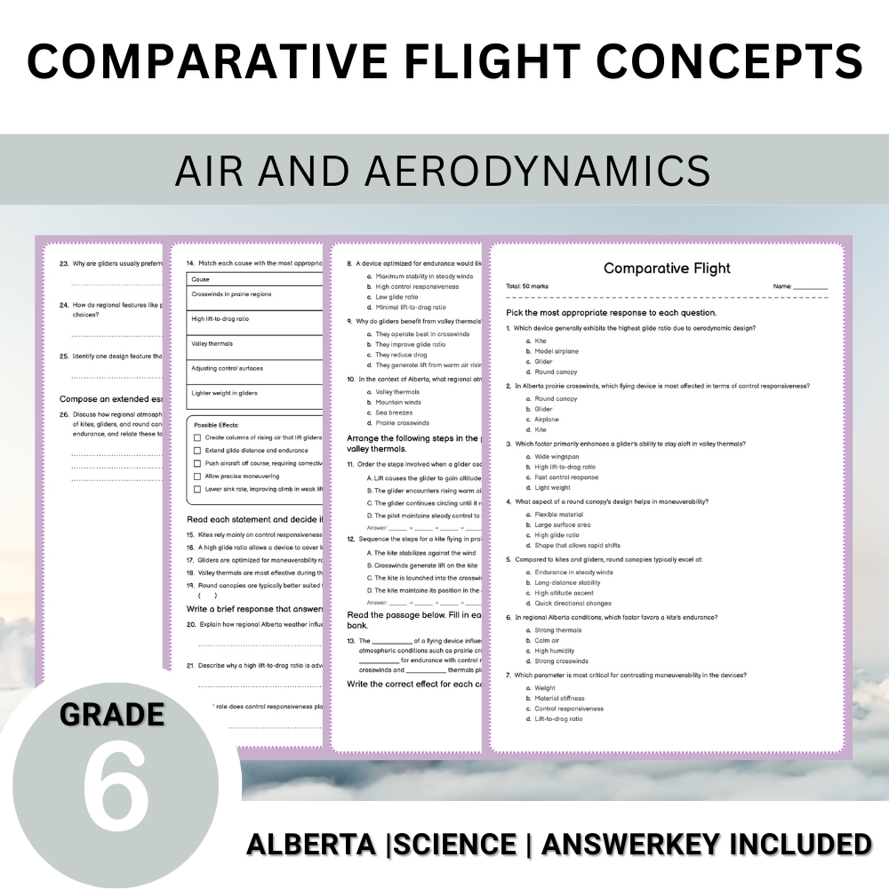 Grade 6 Science Unit Bundle | Flight, Air Pressure & Aerodynamics Worksheets — included worksheet 2