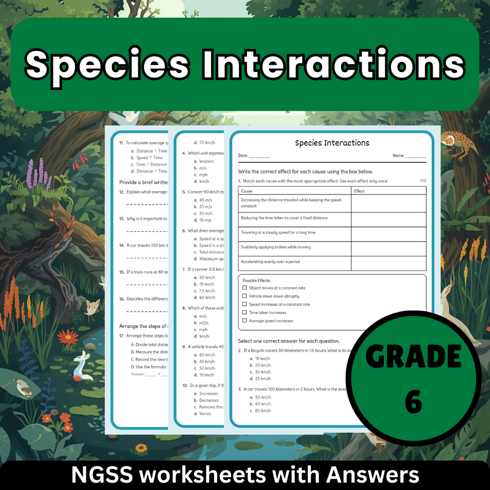 Grade 6 Science Unit Bundle | Ecosystems & Biodiversity NGSS Worksheets (PDF) — included worksheet 1