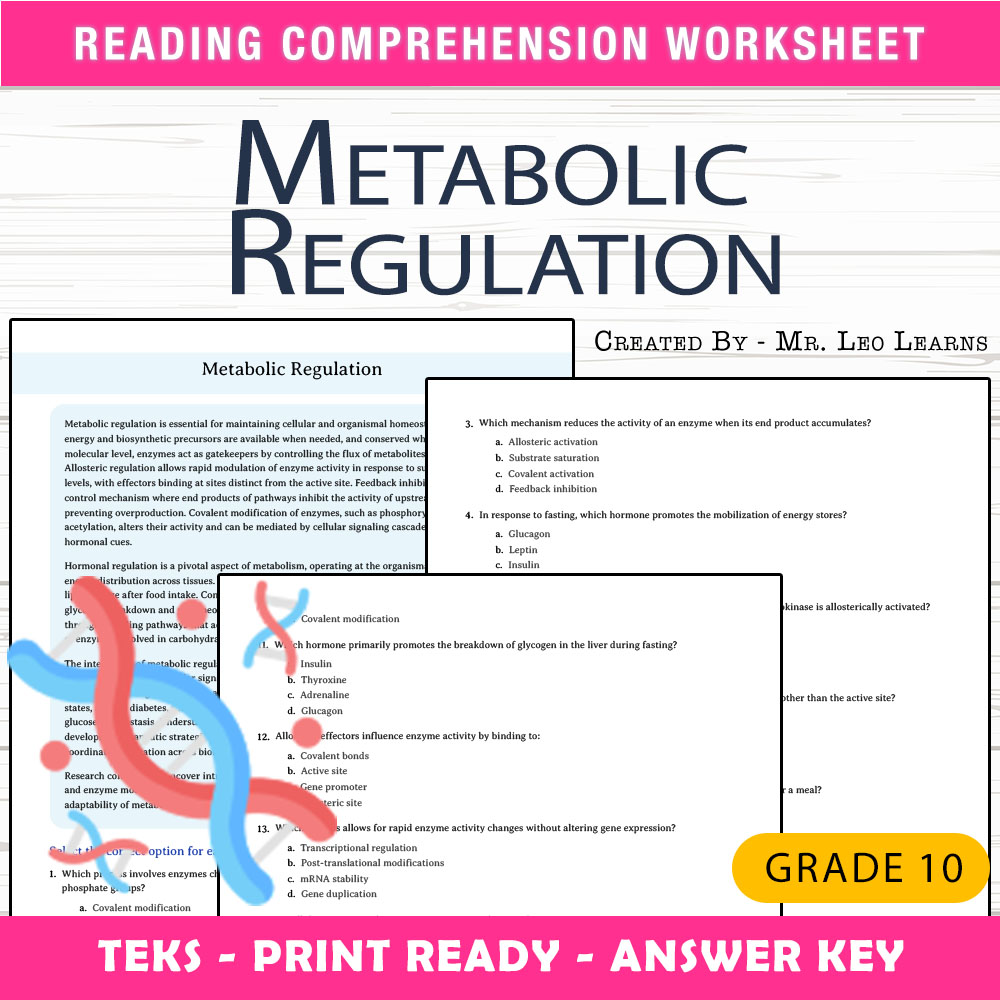 Grade 10 Science worksheet worksheet — Grade 10 Science – Metabolic Regulation Worksheet for Mastery — page 1