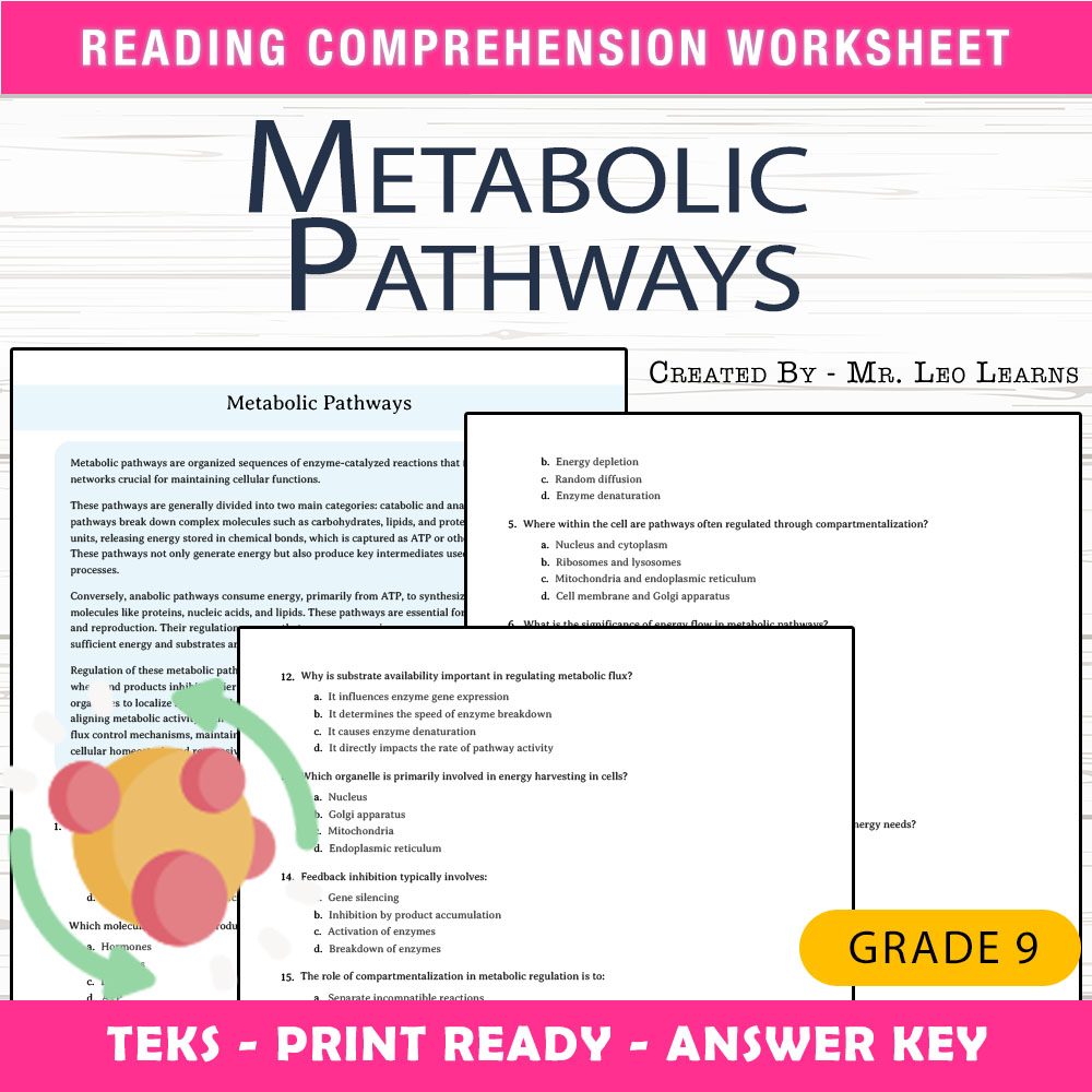 Grade 9 Science worksheet worksheet — Grade 9 Science | Metabolic Pathways Worksheet for Mastery — page 1