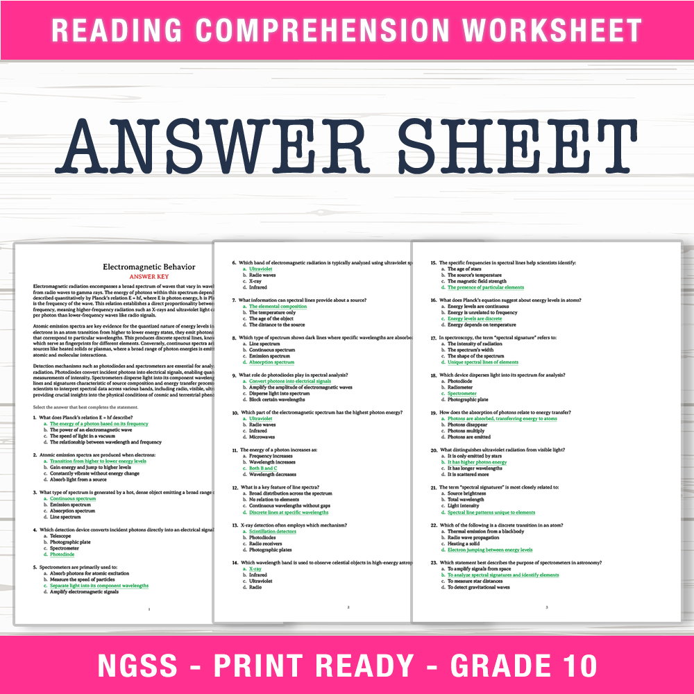 Grade 10 Science worksheet worksheet — Grade 10 Science | Electromagnetic Behavior Worksheet (PDF + Answer Key) — page 2