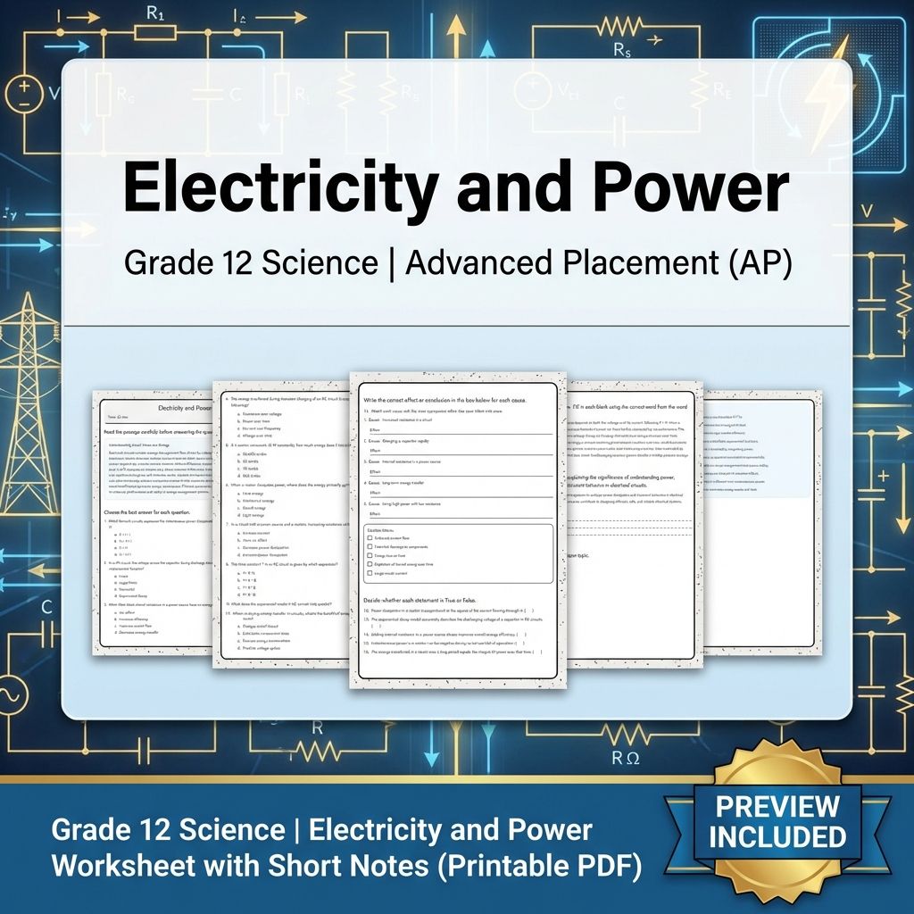 Grade 12 Science Worksheet Bundle – Physics & Biology Topics (PDF Collection) — included worksheet 5