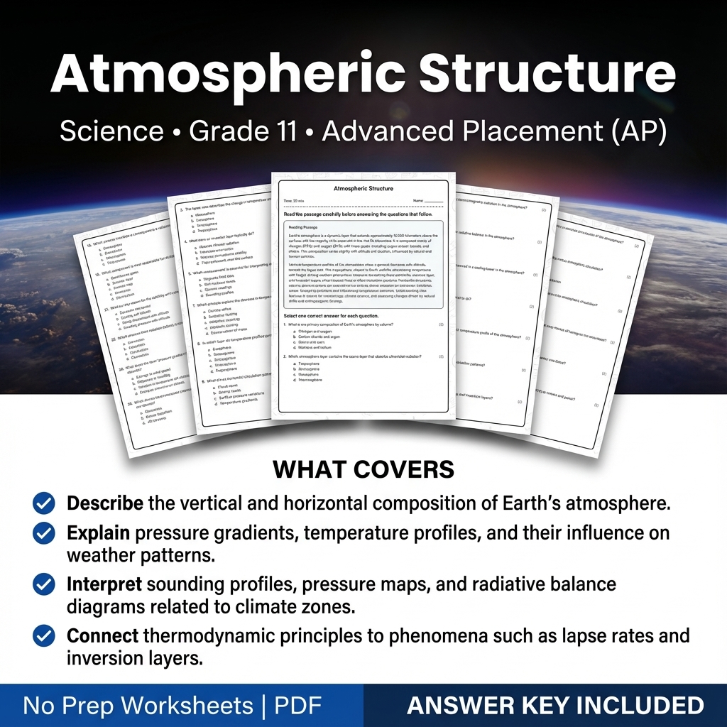 Grade 11 Science Worksheet Bundle | Earth's Systems, Chemistry & Physics — included worksheet 6