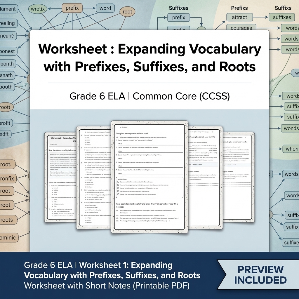 Grade 6 ELA Reading, Writing, & Grammar Full-Year Bundle (Common Core CCSS) — included worksheet 2