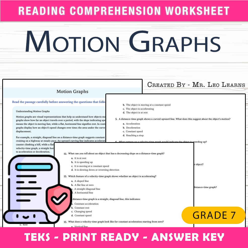 Grade 7 Science worksheet worksheet — Grade 7 Science — Motion Graphs Worksheet for Mastery — page 1