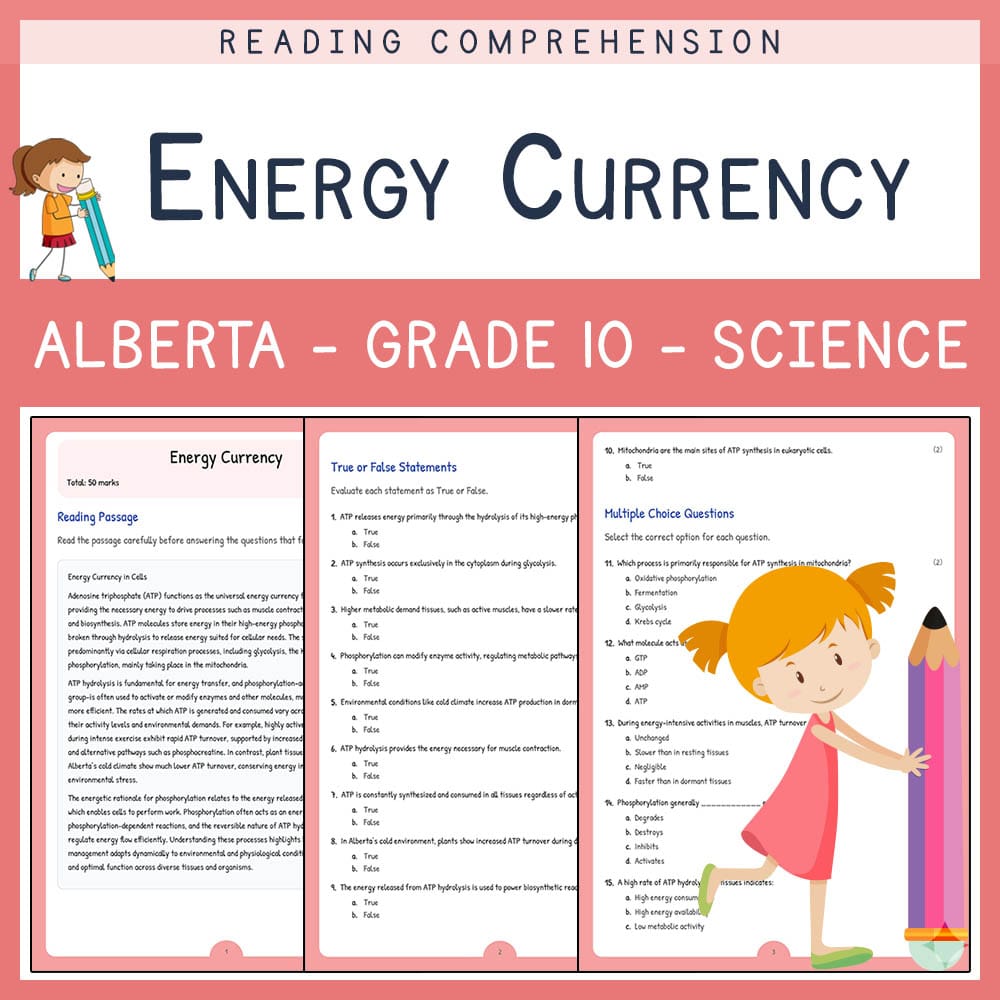 Grade 10 Science worksheet elena worksheet — Grade 10 Science | Energy Currency Worksheet | Alberta Standards — page 1