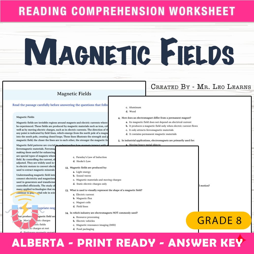 Grade 8 Science worksheet mcq paper worksheet — Grade 8 Science — Worksheet MCQ Paper for Mastering Magnetic Fields — page 1