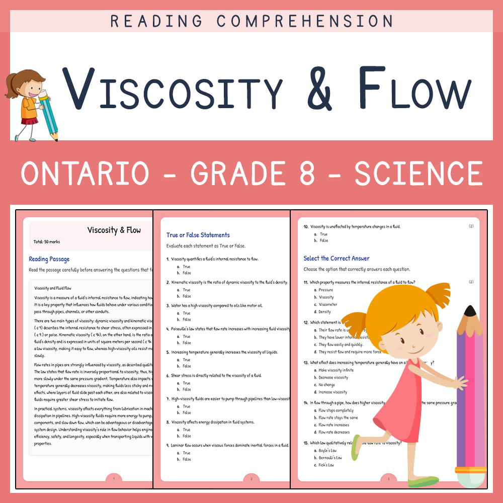 Grade 8 Science worksheet elena worksheet — Grade 8 Science Assessment  | Viscosity & Flow Worksheet | Ontario Standard —…