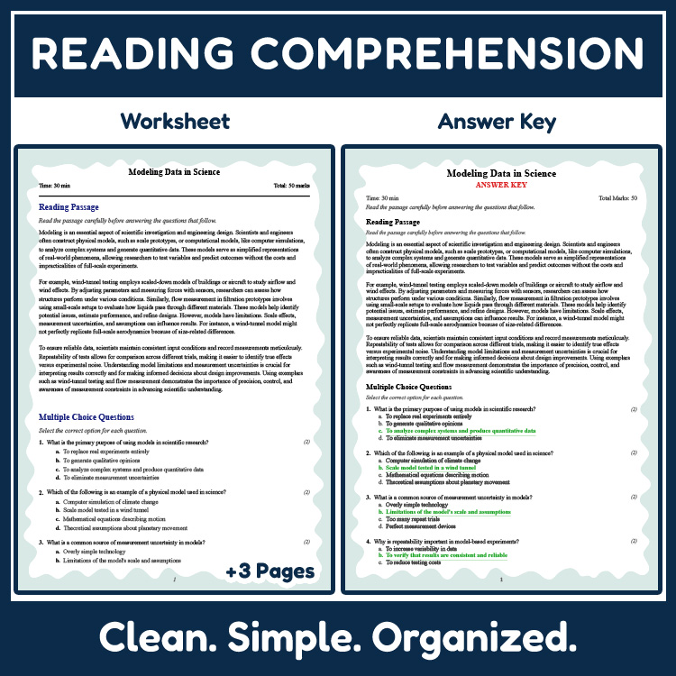 Grade 8 Science reading worksheets worksheet — Grade 8 Science | Modeling Data in Science Reading Worksheets (NGSS Aligned…