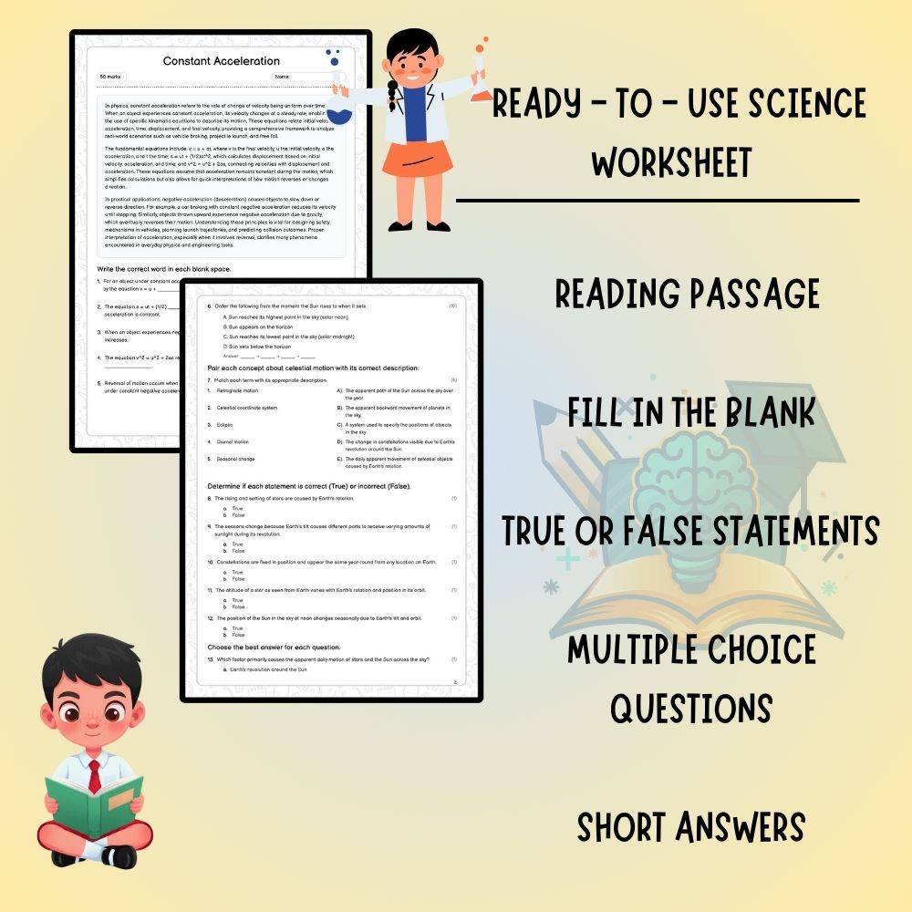 Grade 10 Science worksheet worksheet — Grade 10 Science | Constant Acceleration Worksheet (PDF) – Ontario Standard — page 2
