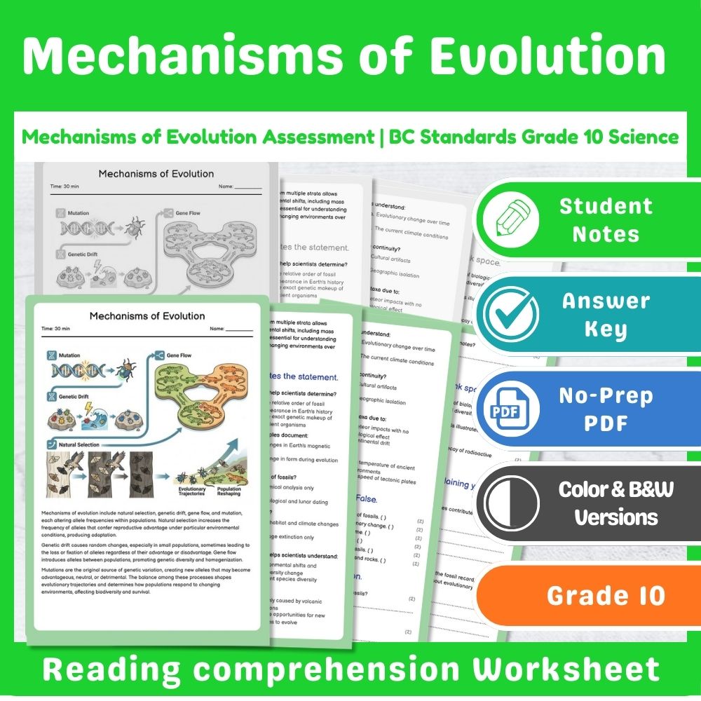 Grade 10 Science Mini Bundle | Evolution & Biodiversity Standards-Aligned — included worksheet 4