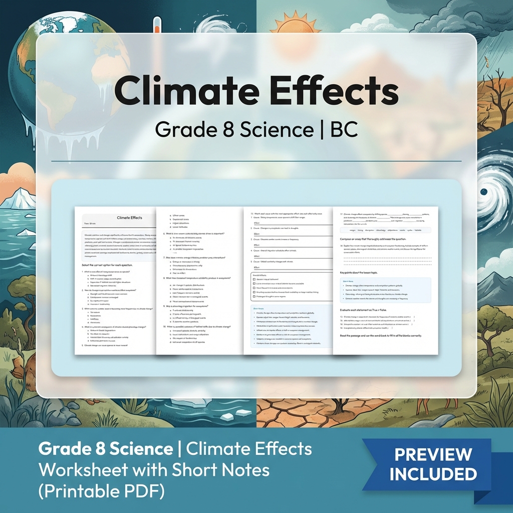 Grade 8 Science Lesson Bundle | Ecosystems, Biodiversity & Environmental Impacts — included worksheet 2