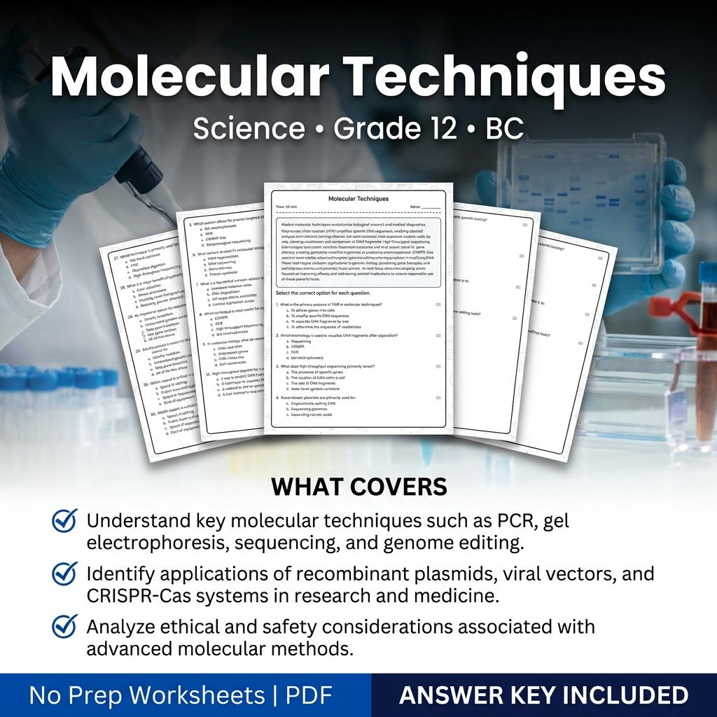 Molecular Techniques Worksheet for Grade 12 Science | BC Standards