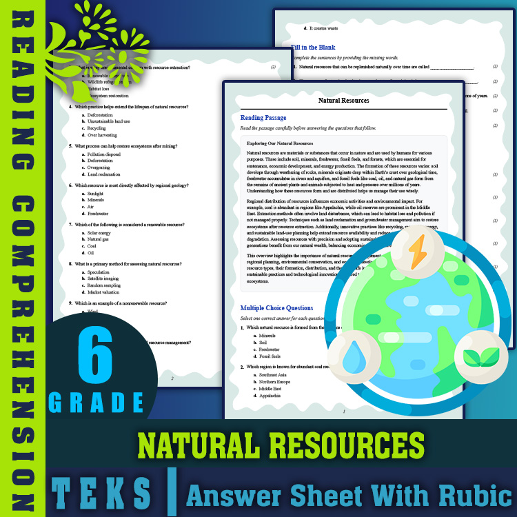 Grade 6 Science reading worksheets worksheet — 6th Grade Science | Natural Resources Reading Worksheet (PDF + Answer Key)…