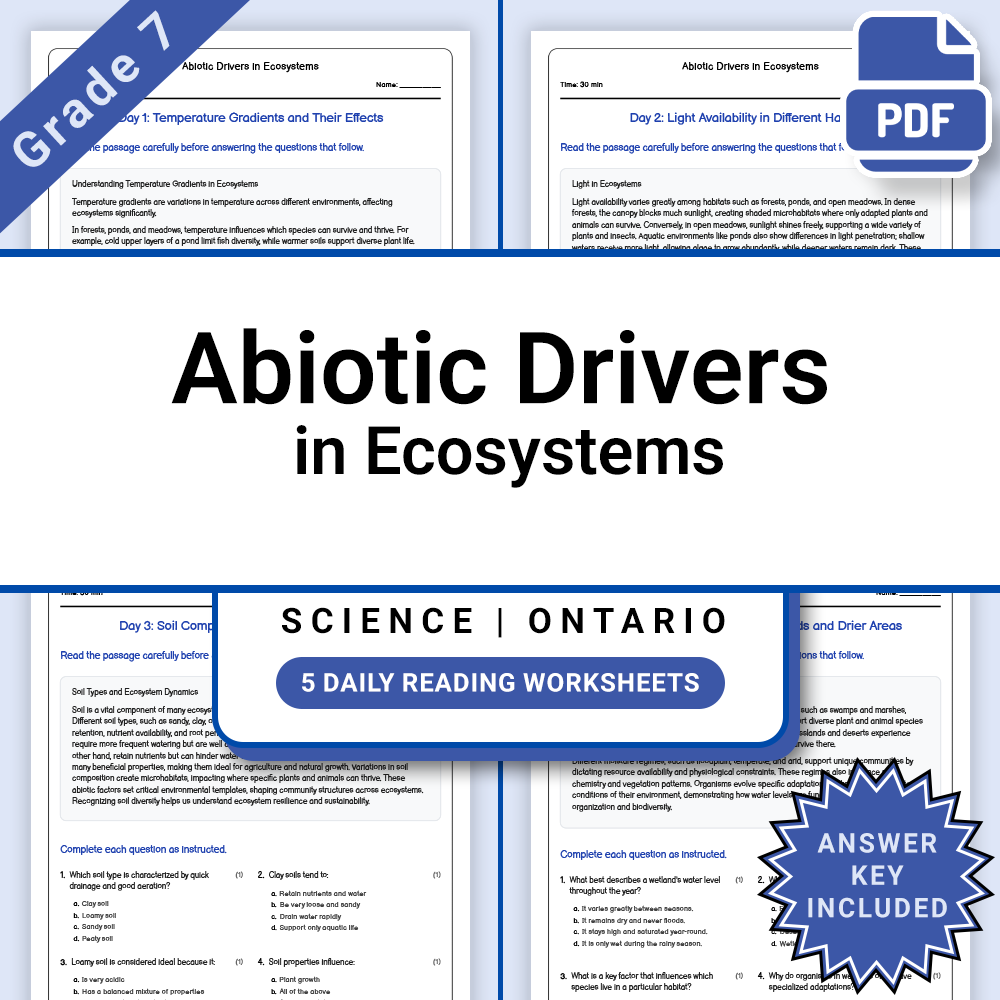 Grade 7 Science Lesson Group Bundle | Ecology & Ecosystems Framework — included worksheet 1