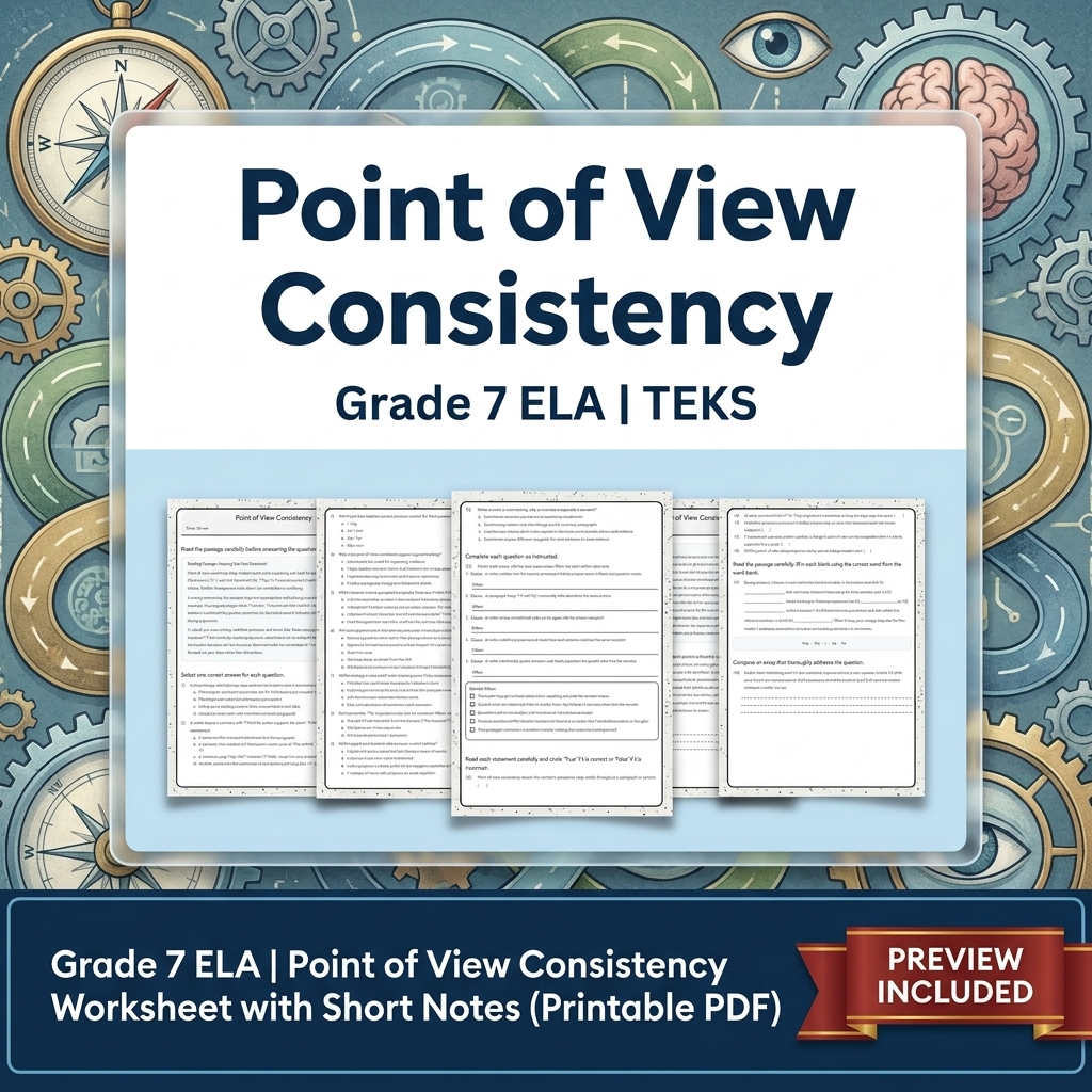 Grade 7 Evidence-Based Research Writing ELA full-year bundle TEKS — included worksheet 5